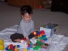 Kyle playing with blocks